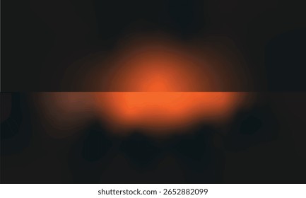 Fundo abstrato escuro com um borrão vermelho-laranja brilhante no centro, ideal para uso em design criativo, sobreposições, visuais dramáticos, ou modelos cinematográficos com uma atmosfera misteriosa.