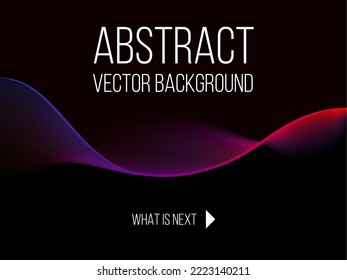Dark abstract background with glowing wave. Modern purple blue gradient flowing wave lines. Futuristic technology concept. Shiny moving lines design element. Vector illustration