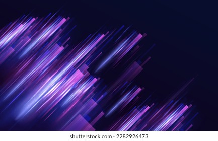 Dunkler abstrakter Hintergrund mit glühender Welle. Das Design-Element glänzender beweglicher Linien. Moderne violette blaue Farbverlauf-Wellenlinien.