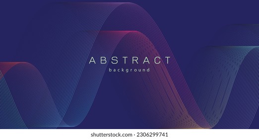 Fondo abstracto oscuro con onda brillante. Elemento de diseño de líneas móviles brillantes. Ilustración vectorial.