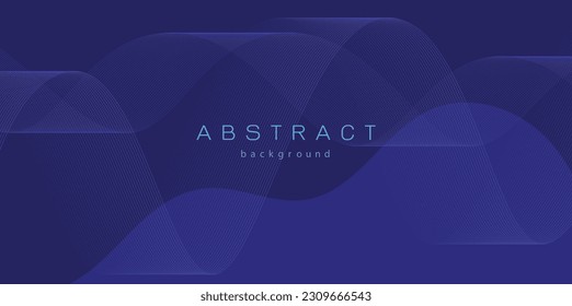 Dark abstract background with glowing wave. Shiny moving lines design element. Vector illustration.