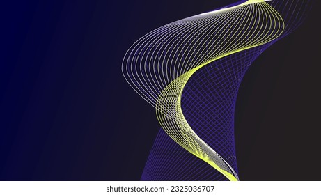 Dark abstract background with glowing wave. Shiny moving lines design element. Modern purple blue gradient flowing wave lines. Futuristic technology concept. Vector illustration