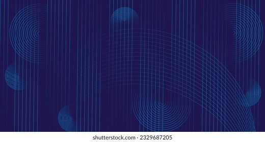 Dark abstract background with glowing wave. Shiny moving lines design element. Modern purple blue gradient flowing wave lines. Futuristic technology concept. Vector illustration