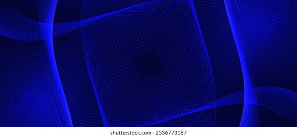 Dark abstract background with glowing wave. Shiny moving lines design element. Modern purple blue gradient flowing wave lines. Futuristic technology concept. Vector illustration