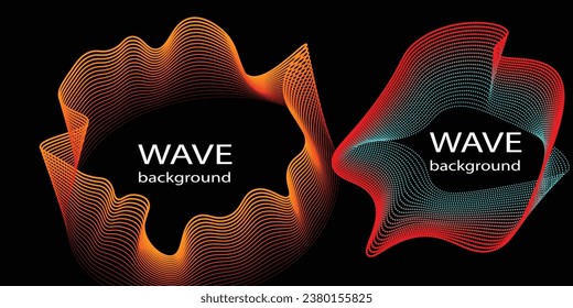 Dark abstract background with glowing wave. Shiny moving lines design element. Modern purple blue gradient flowing wave lines. Futuristic technology concept. Vector illustration abstract background