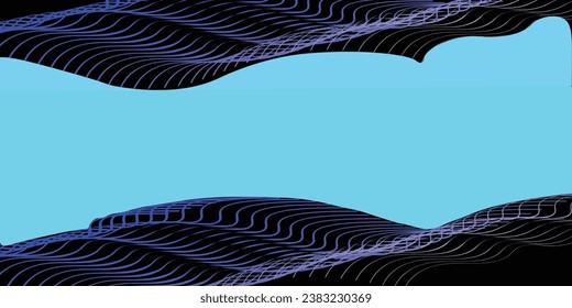 Dark abstract background with glowing wave. Shiny moving lines design element. Modern purple blue gradient flowing wave lines. Futuristic technology concept. Vector illustration