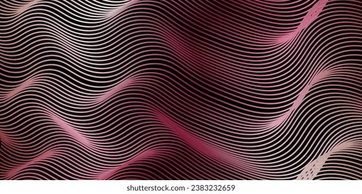 Fondo abstracto oscuro con onda brillante. Elemento de diseño de líneas móviles brillantes. Gradiente azul violeta moderno que fluye las líneas de onda. Concepto de tecnología futurista. Fondo abstracto de ilustración de vector