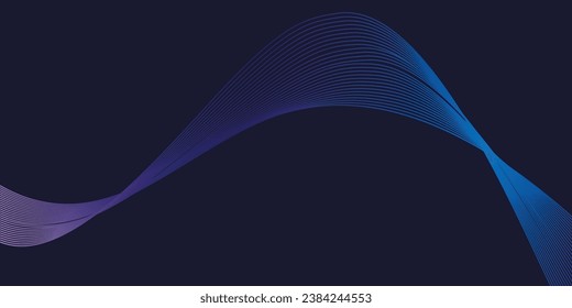 Dunkler abstrakter Hintergrund mit glühender Welle. Das Design-Element glänzender beweglicher Linien. Moderne violette blaue Farbverlauf-Wellenlinien. Futuristisches Technologiekonzept. Vektorgrafik
