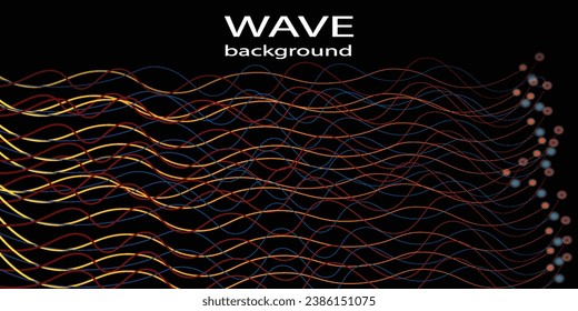Dark abstract background glowing wave. Shiny moving lines design element. Modern purple blue gradient flowing wave lines. Futuristic technology concept. Vector illustration abstract background eps 10