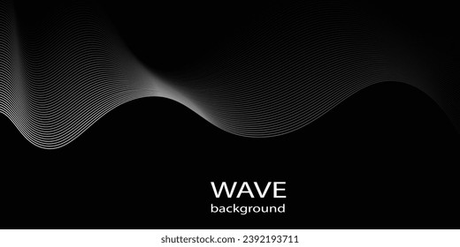 Dark abstract background with glowing wave. Shiny moving lines design element. Modern purple blue gradient flowing wave lines. Futuristic technology concept. Vector illustration abstract background