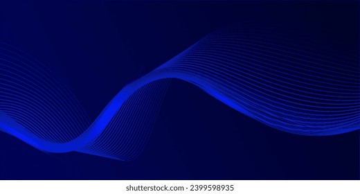 Dark abstract background with glowing wave. Shiny moving lines design element. Modern purple blue gradient flowing wave lines. Futuristic technology concept. Vector illustration vector lines wave