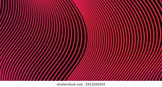 Dark abstract background with glowing wave. Shiny moving lines design element. Modern purple blue gradient flowing wave lines. Futuristic technology concept. modern line waving dark red 