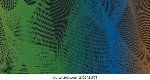 Dark abstract background with glowing wave. Shiny moving lines design element