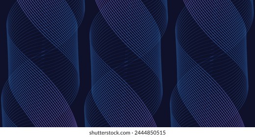 Fondo abstracto oscuro con onda brillante. Elemento de diseño de líneas móviles brillantes. Modernas líneas onduladas fluidas de gradiente azul púrpura. ilustración vettor