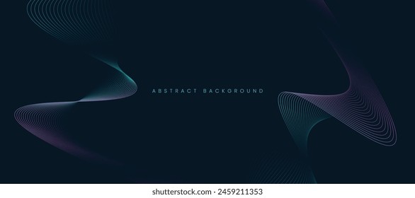 Dark abstract background with glowing wave lines.