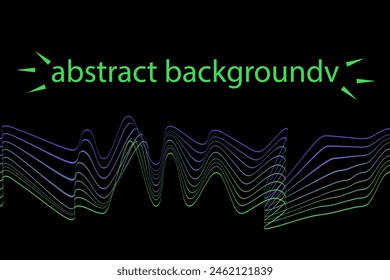 Dark abstract background with glowing wave. Modern gradient with smooth wavy lines. Futuristic technology concept. Vector illustration on png background