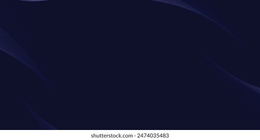 Dark abstract background with glowing wave. Shiny moving lines design element. Modern purple blue gradient flowing wave lines.