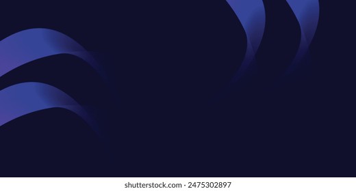 Fondo abstracto oscuro con onda brillante. Elemento de diseño de líneas móviles brillantes. Modernas líneas onduladas de gradiente azul púrpura.