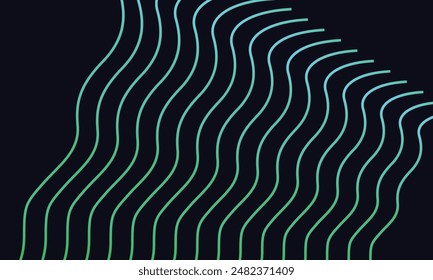 Dark abstract background with glowing wave. Shiny moving lines design element. Modern purple blue gradient flowing wave lines. Futuristic technology concept. Vector illustration