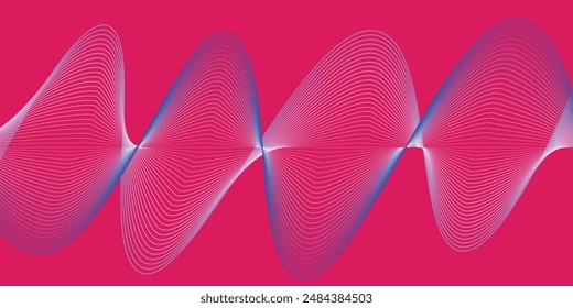 Dark abstract background with glowing wave. Shiny moving lines design element. Modern purple blue gradient flowing wave lines. Futuristic technology concept. Vector illustration