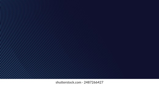 Dark abstract background with glowing wave. Shiny moving lines design element. Modern purple blue gradient flowing wave lines. Futuristic technology concept. Vector abstract line wave