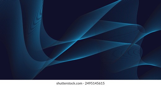 Fondo abstracto oscuro con onda brillante. Elemento de diseño de líneas móviles brillantes. Modernas líneas onduladas fluidas de gradiente blanco y negro. Concepto de tecnología futurista. 