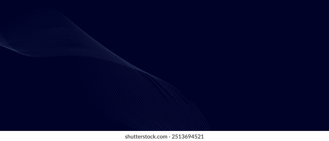 Fondo abstracto oscuro con Ilustración vectorial de onda brillante. Elemento de diseño de líneas móviles brillantes. Moderno púrpura, azul, gradiente amarillo que fluye líneas de onda. Concepto de tecnología futurista.