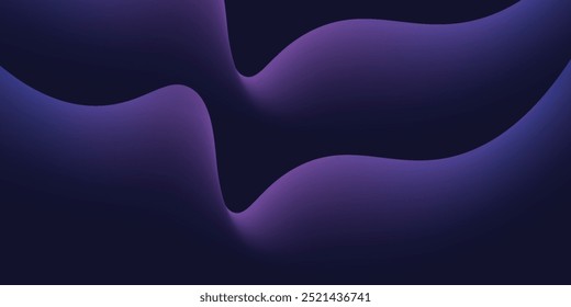 Fondo abstracto oscuro con onda brillante. Elemento de diseño de líneas móviles brillantes. Moderno gradiente azul púrpura que fluye líneas de onda.