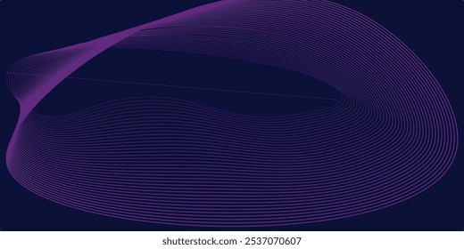 Dark abstract background with glowing wave. Shiny moving lines design element.