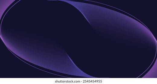 Fundo abstrato escuro com onda brilhante. Elemento de design de linhas móveis brilhantes. Moderno roxo azul gradiente fluindo linhas de onda.