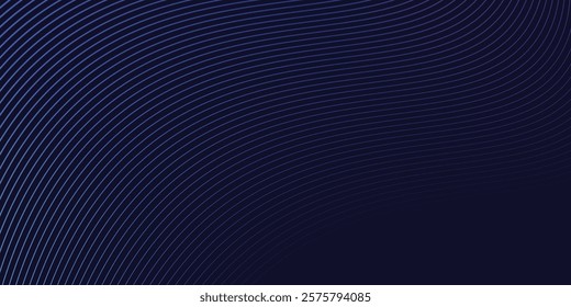Dark abstract background with glowing wave. Shiny moving lines design element. Modern purple blue gradient flowing wave line modern