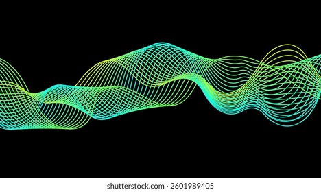 Dark abstract background with glowing wave Shiny moving lines design element Modern gradient