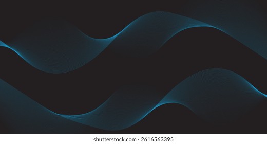 Dark abstract background with glowing wave. Shiny moving lines design element. Modern purple blue gradient flowing wave lines. Futuristic technology concept. modern ilustration