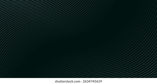 Dark abstract background with glowing wave. Shiny moving lines design element. Elegant dynamic wavy lines. Modern futuristic technology concept. Vector illustration line wave