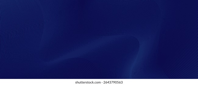Dark abstract background with glowing wave. Shiny moving lines design element. Modern purple blue gradient flowing wave lines. Futuristic technology concept. Vector illustration