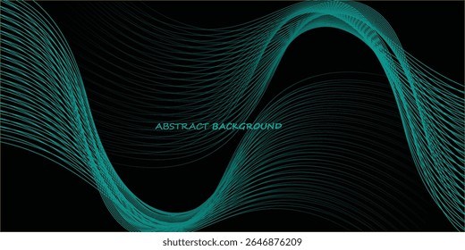 Dark abstract background with glowing wave. Shiny moving lines design element. Elegant dynamic wavy lines