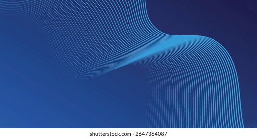 Fondo abstracto oscuro con onda brillante. Elemento de diseño de líneas móviles brillantes. Moderno gradiente azul que fluye líneas de onda. Tecnología futurista y artes modernas