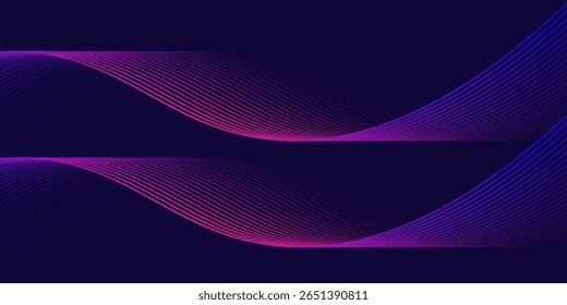 Dark abstract background with glowing wave. Shiny moving lines design element