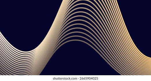 Fondo abstracto oscuro con onda brillante. Elemento de diseño de líneas móviles brillantes. Degradado azul púrpura moderno