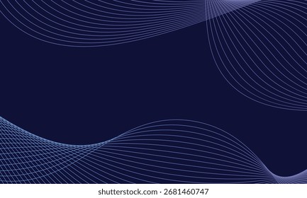 Fondo abstracto oscuro con onda brillante. Concepto de tecnología futurista. Moderno gradiente azul púrpura que fluye líneas de onda. Ilustración vectorial