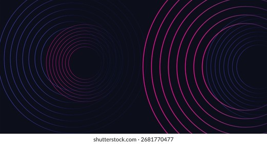  Dunkler abstrakter Hintergrund mit leuchtender Welle. Glänzendes Design-Element für bewegte Linien. Moderne violette blaue Gradienten fließende Wellenlinien. futuristisch