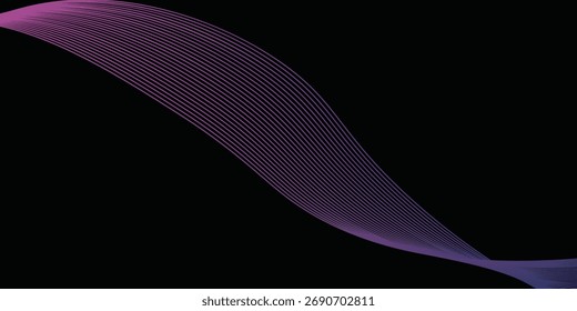 Fondo abstracto oscuro con onda brillante. Diseño de líneas móviles brillantes moderno