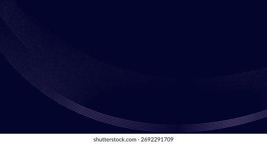 Dark abstract background with glowing wave. Shiny moving lines design element. Modern purple blue gradient flowing wave lines. Futuristic technology concept. Vector illustration