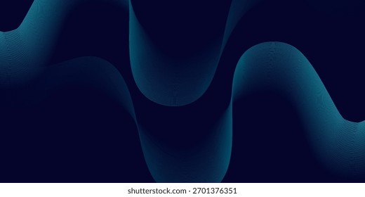 Dark abstract background with glowing wave. Shiny moving lines design element. Modern purple blue gradient flowing wave lines. Futuristic technology concept