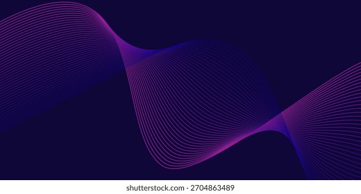 Fundo abstrato escuro com onda brilhante. Elemento de design de linhas móveis brilhantes