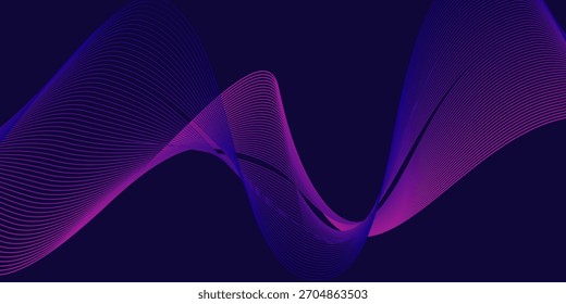 Dark abstract background with glowing wave. Shiny moving lines design element. Eps10