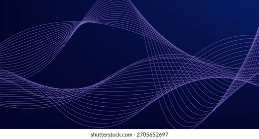 Fondo abstracto oscuro con onda brillante. Elemento de diseño de líneas móviles brillantes. Moderno gradiente azul púrpura que fluye líneas de onda