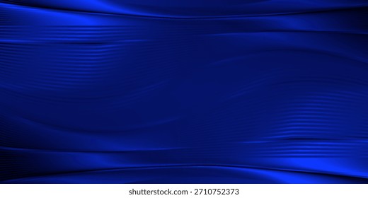 Dark abstract background with glowing wave. Shiny moving lines design element. Modern purple blue gradient flowing wave lines