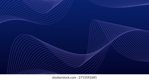 Fondo abstracto oscuro con onda brillante. Elemento de diseño de líneas móviles brillantes. Moderno gradiente azul púrpura que fluye líneas de onda