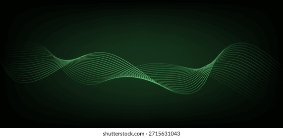 Fondo abstracto oscuro con onda brillante. Elemento de diseño de líneas móviles brillantes. Líneas onduladas dinámicas elegantes. Concepto de tecnología futurista moderno. Vector

